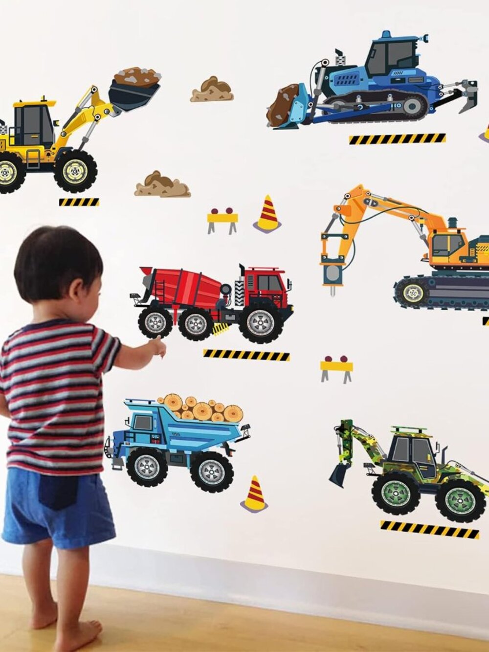 Construction Vehicles Trucks Excavator Boys Wall Decals Stickers